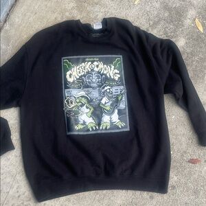 Streetwise 3X Black Graphic Men's Sweater crew neck cheetah Chong collab